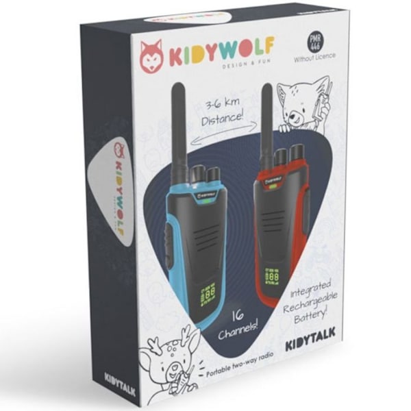 Kidywolf - Kidytalk Sininen punainen Talkie Walkie - NESPART Svart