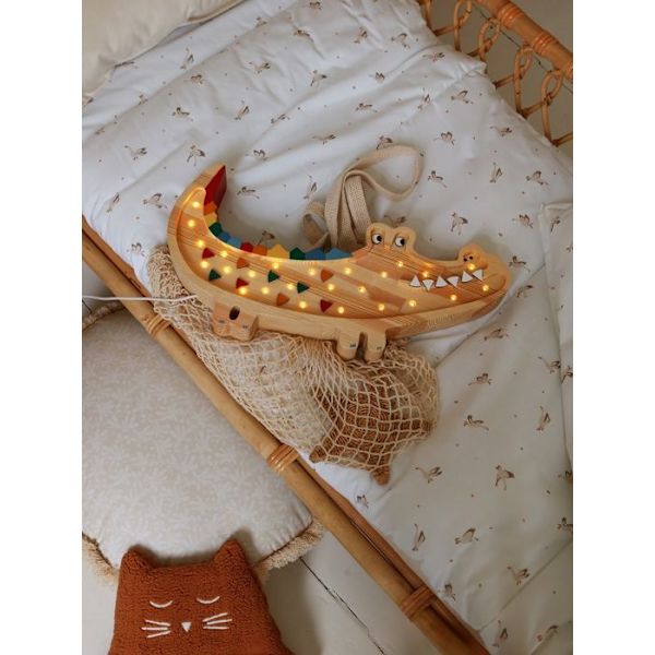 Little Lights - Crocodile Night Light Lampa naturligt trä Beige