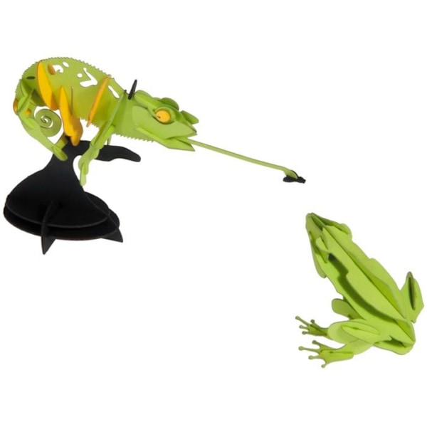 Fridolin - 3D-modell i papper Grön kameleont Grön