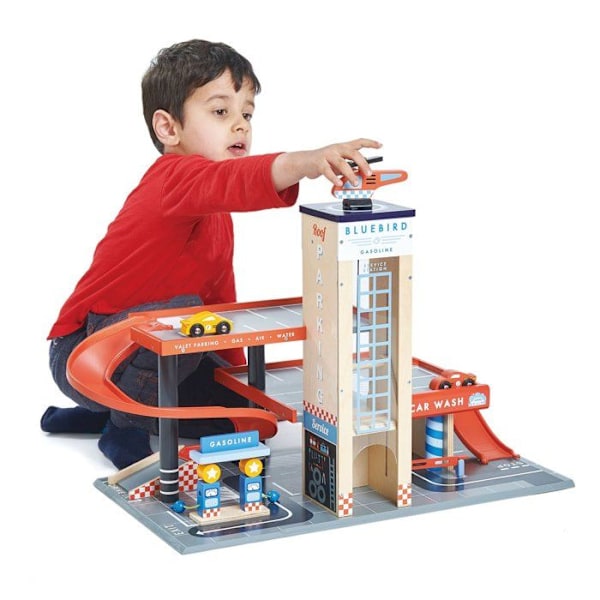 Bilgarage och junior träverkstad - Tender Leaf Toys - 5 stycken - Flerfärgad Flerfärgad
