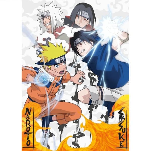 Puslespil 1000 brikker - NATHAN - Naruto vs Sasuke - 70 x 50 cm - Til voksne - Karton Vit