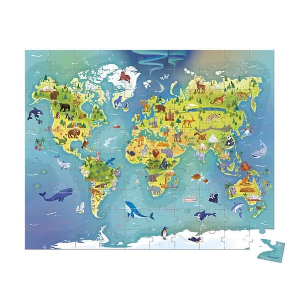 Puzzle Verden 100 Stykker Blå