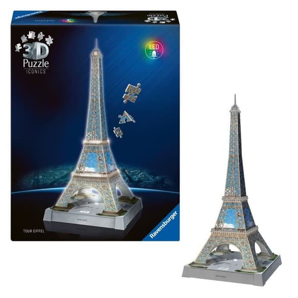 Puzzle 3D Ikonit - Valoisa Eiffel-torni
