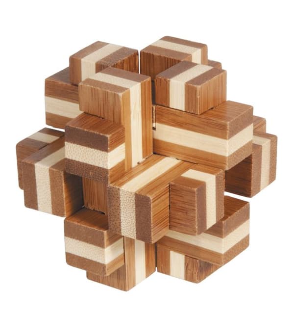 Fridolin - Bambukubikruutio puzzle kastanj