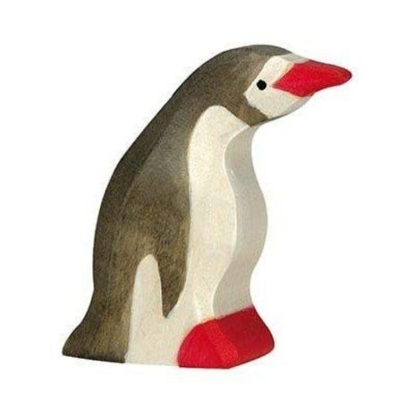 HOLZTIGER träfigur - Liten pingvin med huvudet framåt