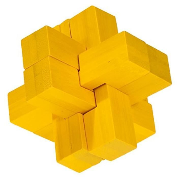 3D Pussel Yellow Cross Block - Märke - Modell - Tillverkad av bambu - För barn och vuxna Gul