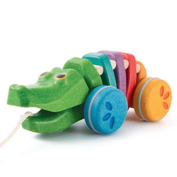 Plan Toys - Regnbue krokodille til at trække - TROUSSELIER Grön