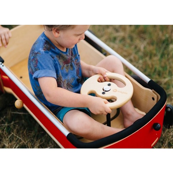 Wagon Wishbone 3 in 1 trävagn - WISHBONE - För barn från 12 månader och uppåt - Röd, brun och svart Röd, brun och svart