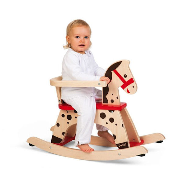 Caramel Wooden Gunghäst - JANOD - Anti-Tilt System - Från 1 år kastanj