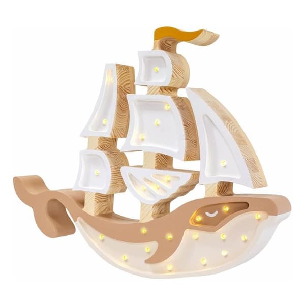 Little Lights - Brown Ship Nightlight Lamp Beige