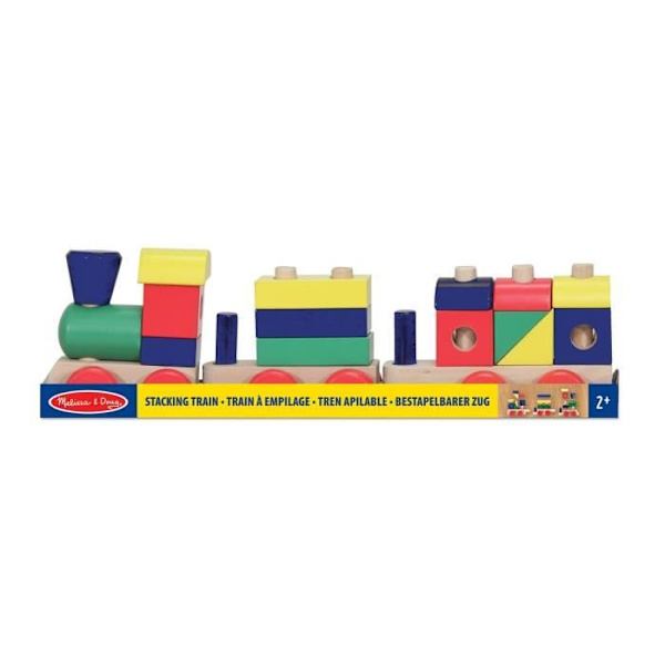Puutöiden pinottava lelu - MELISSA & DOUG - Pinojuna - 15 osaa - Yhdistetty Flerfärgad