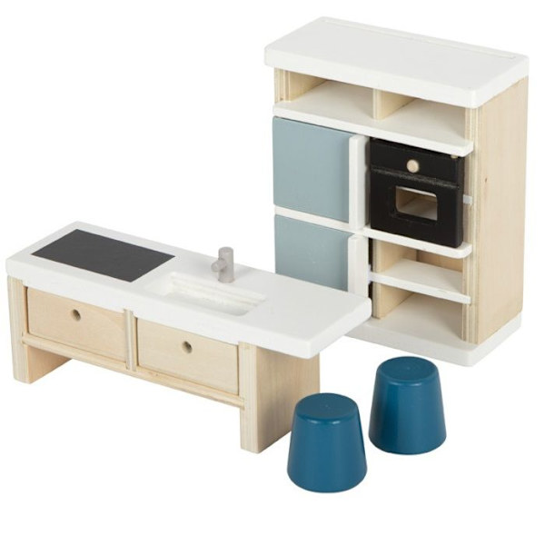 Dockhusmöbler - Liten fotsällskap - Kök - 11 stycken - Beige - Att montera själv Beige