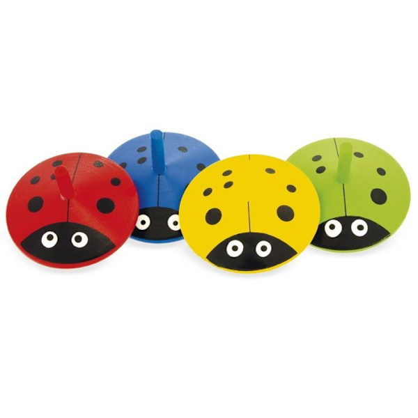 Toupie - Ulysse - Toupies coccinelle - 4 kpl - 4 väriä - Puusta Röd
