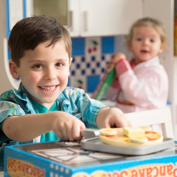 Melissa & Doug - Puinen pannukakkusetti Grå
