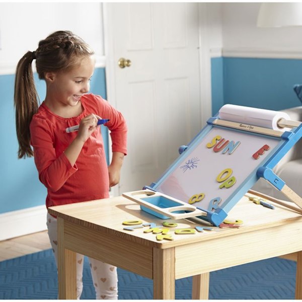 Bordstaffli - MELISSA & DOUG - Dubbel Sida - Robust Trä - 47 x 40 cm - Från 3 år Blå