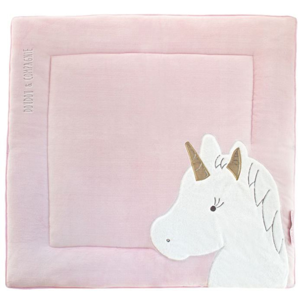 Enhörningsmatta - DOUDOU ET COMPAGNIE - Tapidou - Rosa - Blandad - 1 meter x 1 meter Rosa