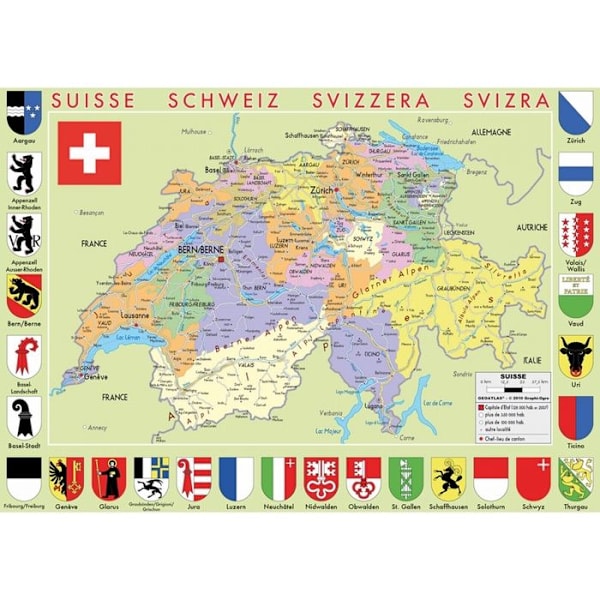 Puzzle Michèle Wilson - Puzzle Sveitsin kartta - WILSON PELIT Flerfärgad