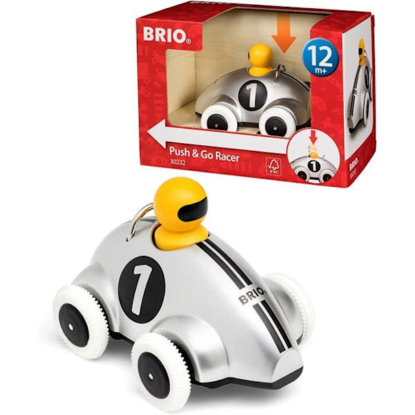 BRIO kilpailuauto - malli 30232 - Push & Go harmaa - erikoisversio Flerfärgad