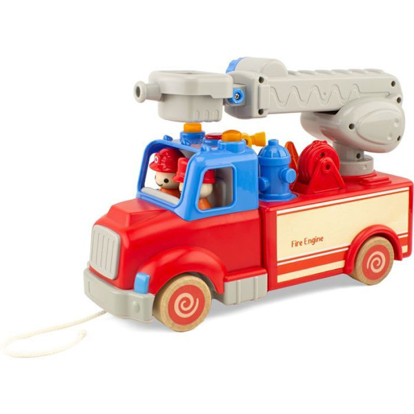 Palokunta-auto - Ulysse - Routoudou - 28 cm - 2 hahmoa - Äänen- ja valotehosteet Röd