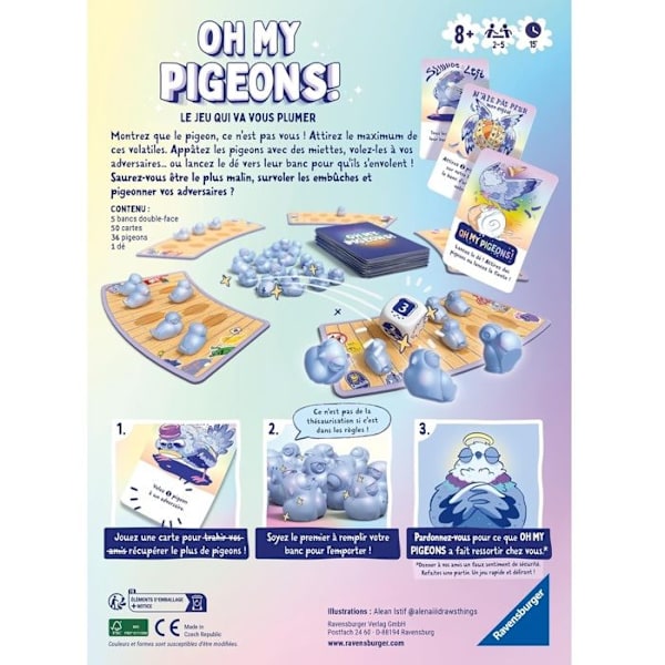 Ravensburgerin tunnelmapeli Oh My Pigeons Blå