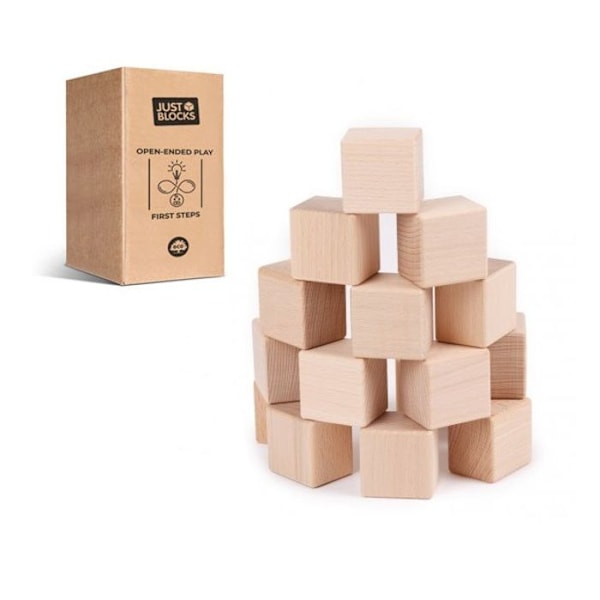 Rakennuspalikat - Just Blocks - Vauvojen pakkaus Just Blocks - 16 kpl - Luonnonpuu - Alkaen 3-vuotiaille Beige