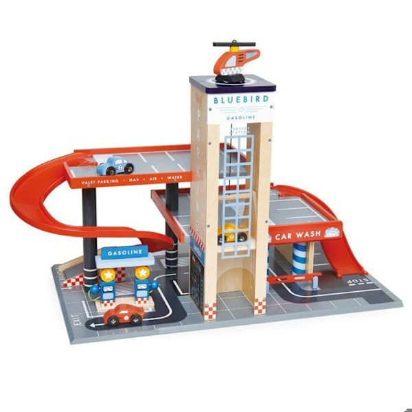 Bilgarage och junior träverkstad - Tender Leaf Toys - 5 stycken - Flerfärgad Flerfärgad