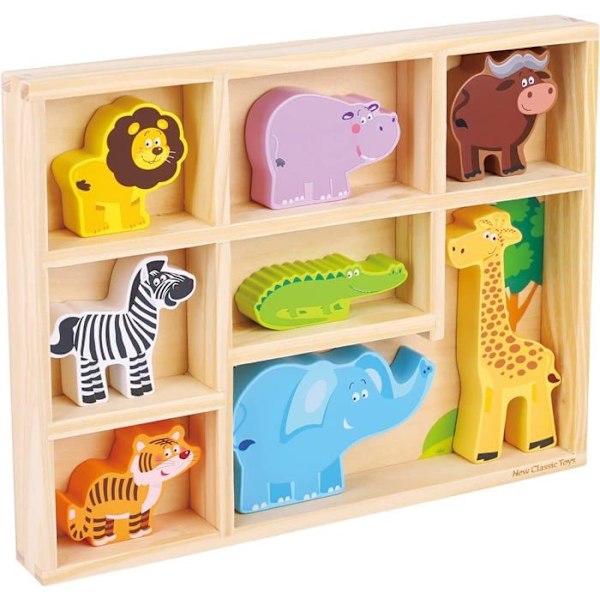 Nya klassiska leksaker - Safaridjur träfigurer Beige