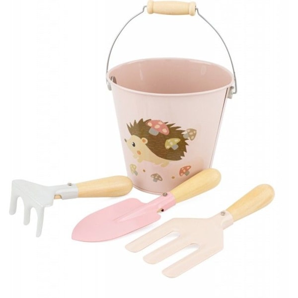 Trädgårdsset för barn - ULYSSE - Igelkott - Rosa - Beige - Skopa, kratta, spade och gaffel Beige och rosa