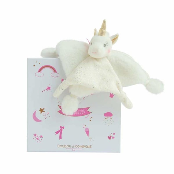 Täcke - DOUDOU ET COMPAGNIE - Guld Enhörning 22 cm - Barn - Flicka - Vit gyllene