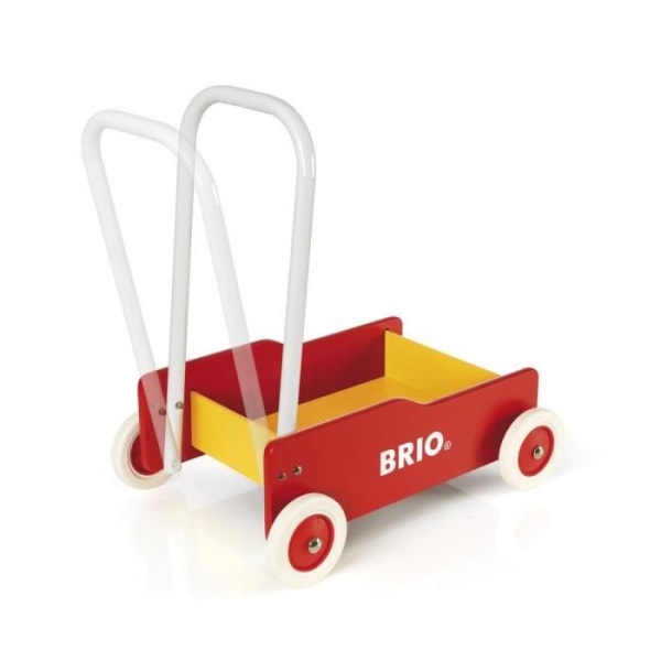 Gårvagn i trä med broms - BRIO - Röd och Gul - Blandad - Från 9 månader