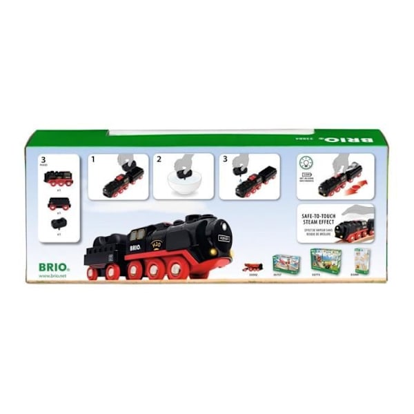 BRIO World akkukäyttöinen höyryveturi - Ravensburger - Realistiset höyryefektit - 3-vuotiaat ja sitä vanhemmat - 33884 Grön