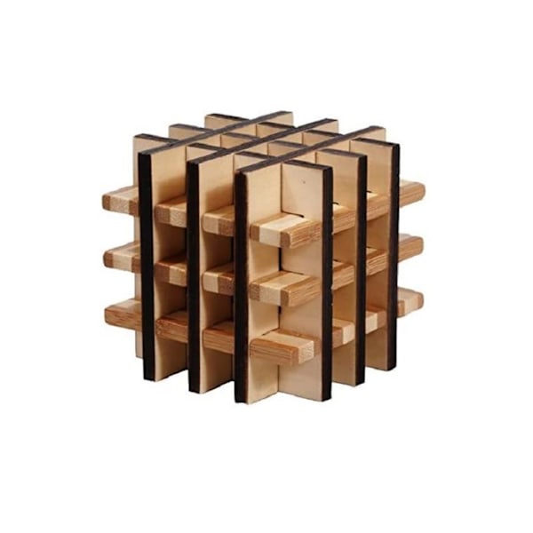 Logikspel - GIGAMIC - Bamboo Square Brain Teaser - Svårighetsgrad 4/5 - För barn från 6 år och uppåt kastanj