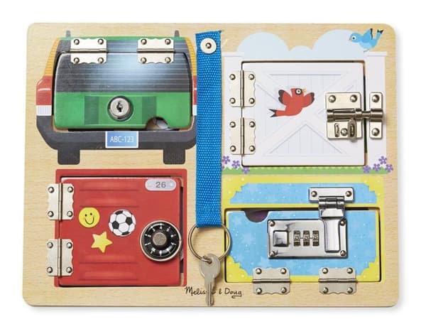 Melissa & Doug - Låse- og låsebræt Röd