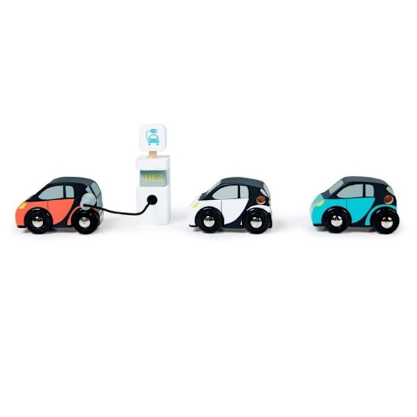 Eco Car Set - Tender Leaf Toys - TL8373 - 3 elbilar - Laddstation - Vit Vit