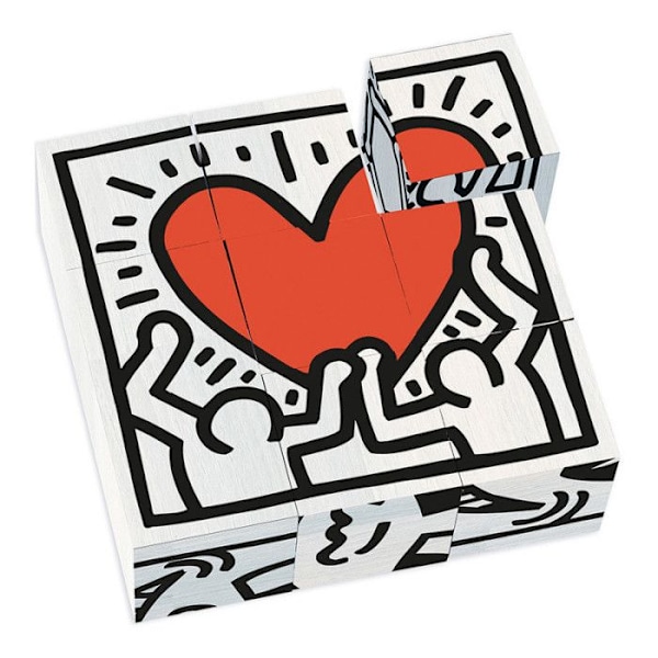 Keith Haringin puupalapeli 9 kuution lahjapakkaus - Valkoinen - Koristelelu