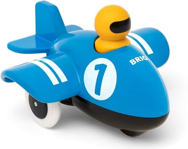 BRIO trælegetøj - Push & Go fly - Blå - Til børn fra 12 måneder og op Blå