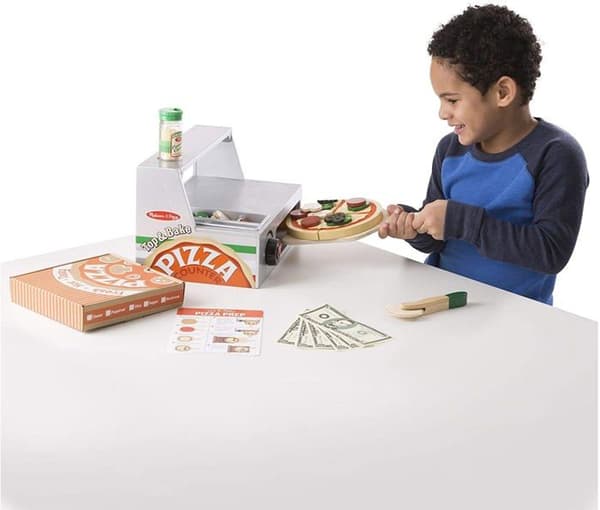 Trælegetøj - MELISSA & DOUG - Pizza Bar - 34 tilbehør - Til børn fra 3 til 10 år - Indendørs