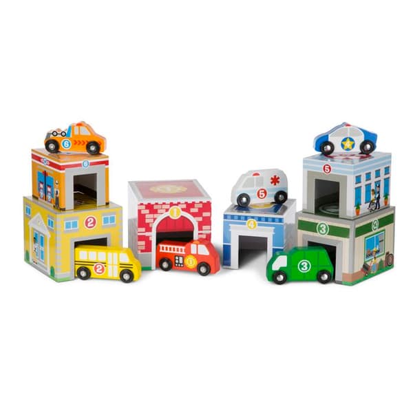Melissa & Doug Nesting & Sorting Bygninger & Køretøjer, Træ, Multifarvet, Bil, 3 år, 6 år, Dreng-Pige Flerfärgad