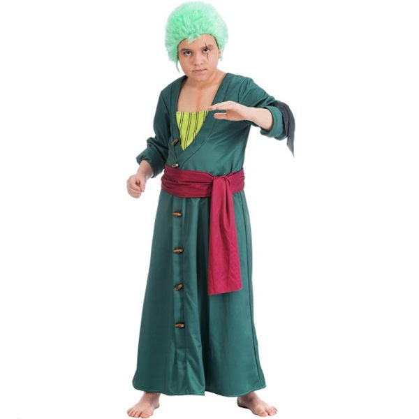 Zoro One Piece barndräkt - CHAKS - Zoro modell - Grön - Officiellt licensierad kostym Grön 7-8 år gammal