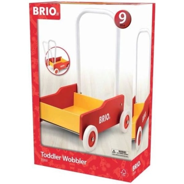 Gårvagn i trä med broms - BRIO - Röd och Gul - Blandad - Från 9 månader