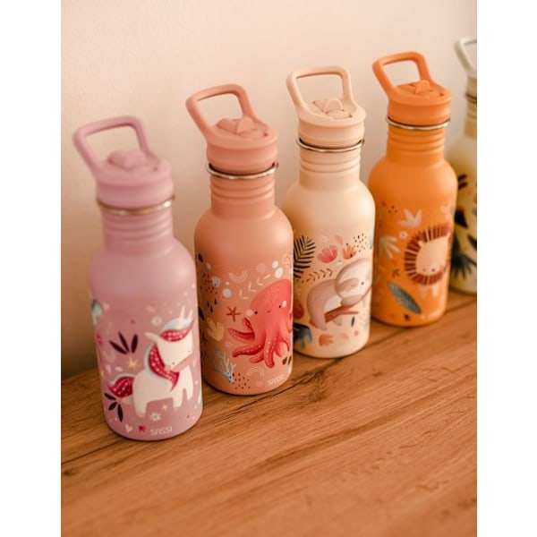 Stainless steel bottle - Sassi Junior - Slurpy - 500 ml - Multicolour - Practical spout Flerfärgad