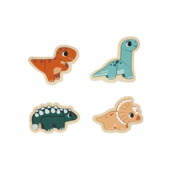 DINO - 4 EVOLVERENDE PUZZLER DINO Flerfärgad