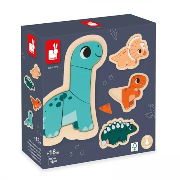 DINO- 4 KEVYTTÄVÄÄ PALAPELIÄ DINO Flerfärgad