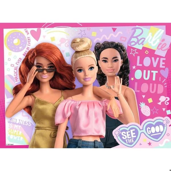 Puzzle 100 brikker XXL: Barbie: Altid se den gode side Enfärgad