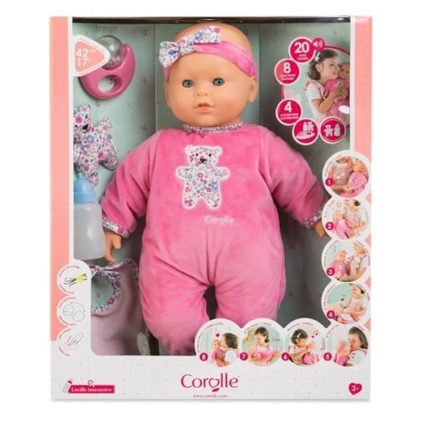 Stor interaktiv Lucille babydocka - COROLLE - Mon Grand Poupon - 42cm - Från 2 år Rosa