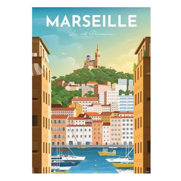 Puslespil 1000 brikker - Plakat Marseille Vit