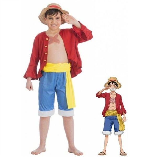 Luffy One Piece kostym för pojkar 7-8 år (128 cm) Flerfärgad 11-12 år gammal