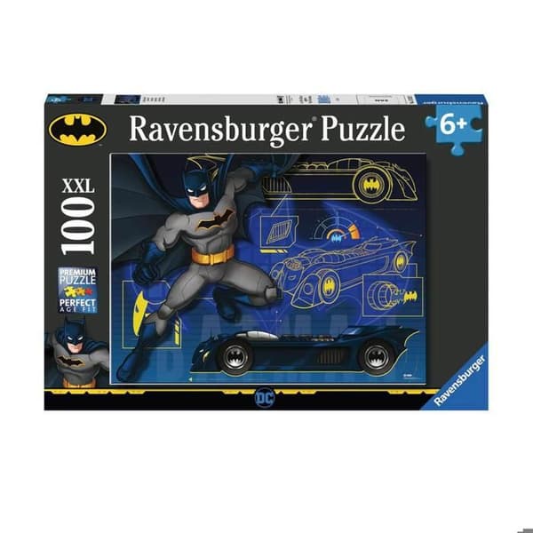 Pussel 100 bitar XXL: Batman: Batmobilen Blå