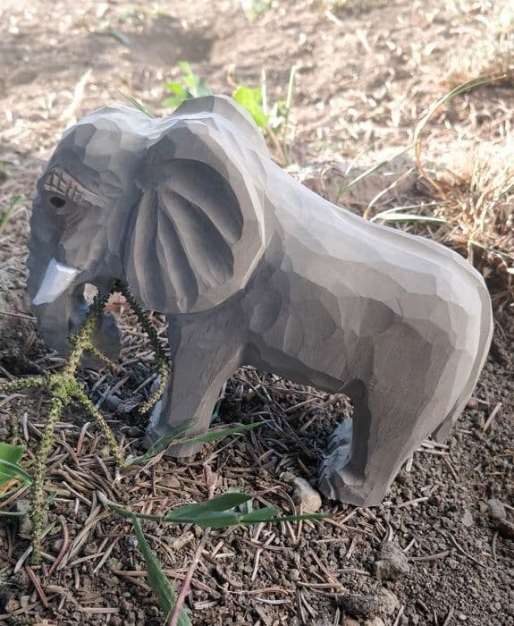 Wudimals - Figur Elefant i træ - K-PLAY Grå