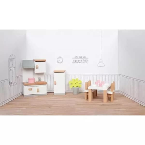 Dukkehuse - Køkken - 20 dele - Bøg - Dimensioner 10x6,5x5 cm beige